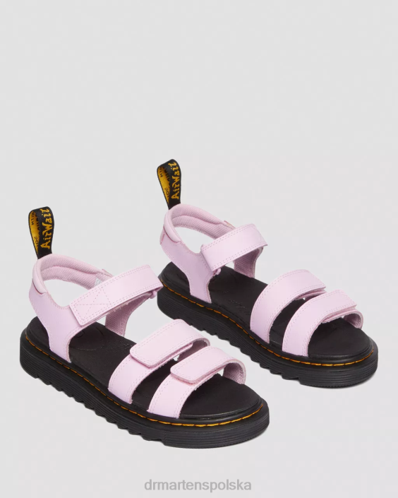 obuwie jasnoróżowa Atena F28B460 Młodzieżowe sandały ze skórzanym paskiem Klaire Athena Dzieci Dr. Martens