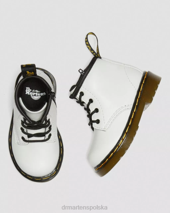 obuwie biały romario F28B393 Skórzane sznurowane buty dla niemowląt 1460 Dzieci Dr. Martens