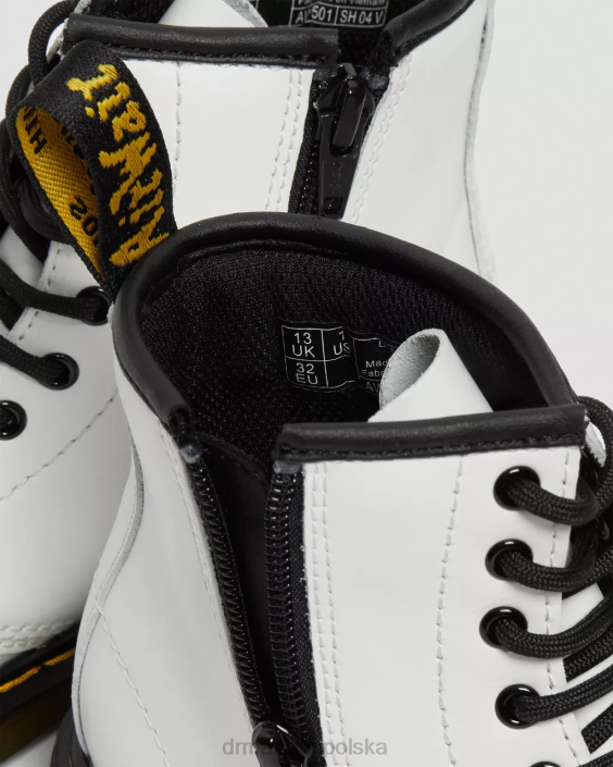 obuwie biały romario F28B434 Skórzane sznurowane buty junior 1460 Dzieci Dr. Martens