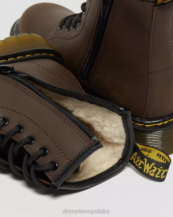 obuwie ciemnobrązowy irokez F28B452 Sznurowane buty junior 1460 z wyściółką ze sztucznego futra Dzieci Dr. Martens