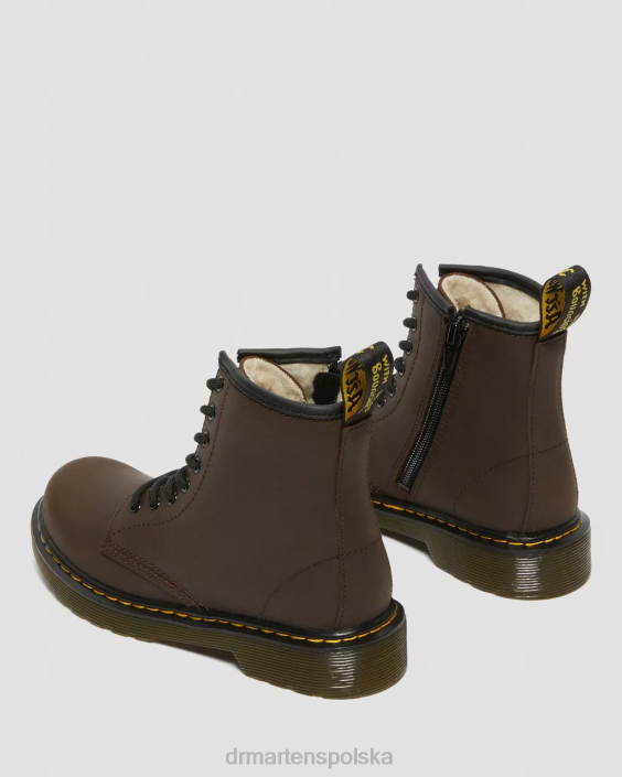 obuwie ciemnobrązowy irokez F28B452 Sznurowane buty junior 1460 z wyściółką ze sztucznego futra Dzieci Dr. Martens