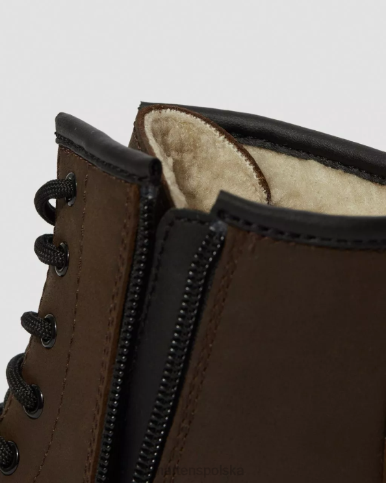 obuwie ciemnobrązowy irokez F28B465 Sznurowane buty młodzieżowe 1460 z wyściółką ze sztucznego futra Dzieci Dr. Martens