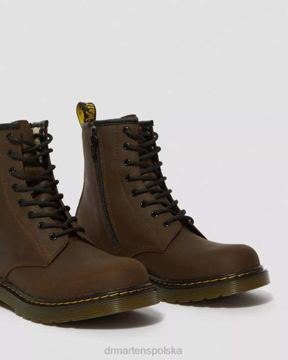 obuwie ciemnobrązowy irokez F28B465 Sznurowane buty młodzieżowe 1460 z wyściółką ze sztucznego futra Dzieci Dr. Martens