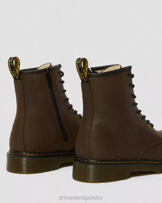 obuwie ciemnobrązowy irokez F28B465 Sznurowane buty młodzieżowe 1460 z wyściółką ze sztucznego futra Dzieci Dr. Martens