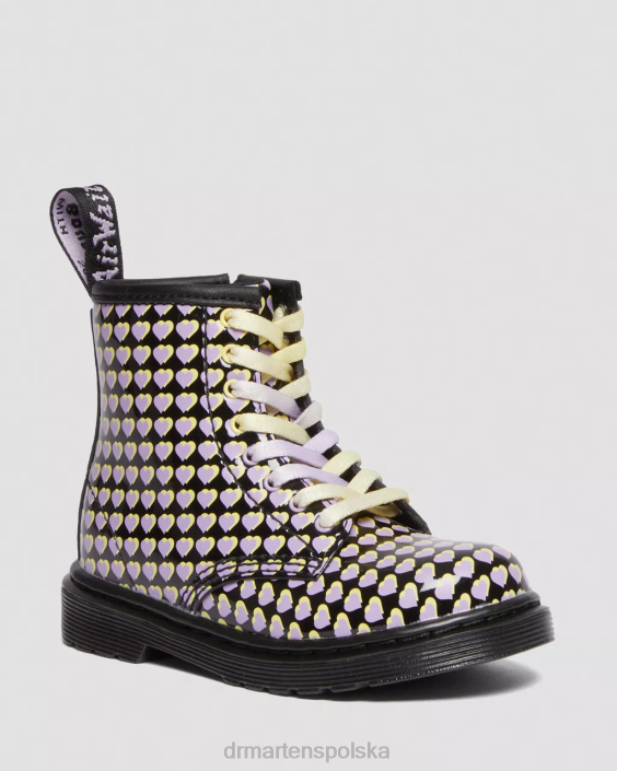 obuwie czarna lampa Lucido i patentowa F28B414 Sznurowane buty dla malucha 1460 z nadrukowanym sercem Dzieci Dr. Martens