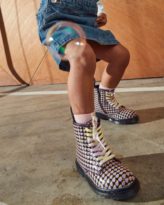 obuwie czarna lampa Lucido i patentowa F28B414 Sznurowane buty dla malucha 1460 z nadrukowanym sercem Dzieci Dr. Martens