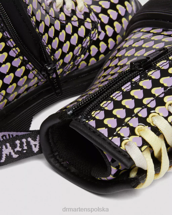 obuwie czarna lampa Lucido i patentowa F28B414 Sznurowane buty dla malucha 1460 z nadrukowanym sercem Dzieci Dr. Martens