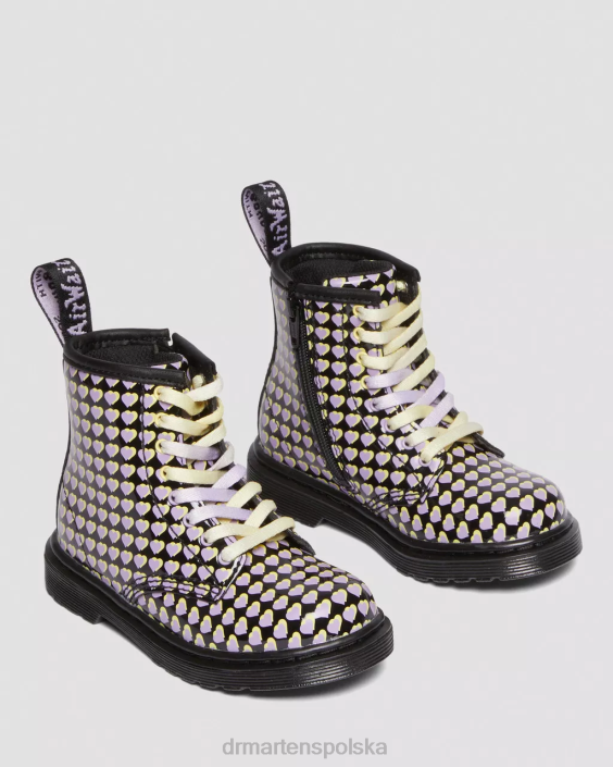obuwie czarna lampa Lucido i patentowa F28B414 Sznurowane buty dla malucha 1460 z nadrukowanym sercem Dzieci Dr. Martens