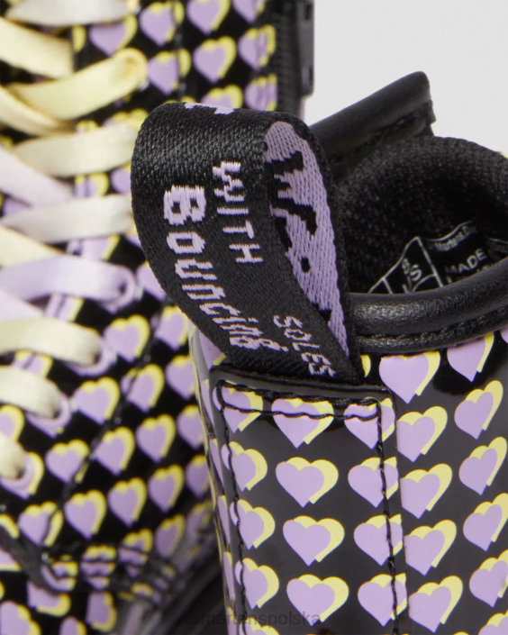 obuwie czarna lampa Lucido i patentowa F28B414 Sznurowane buty dla malucha 1460 z nadrukowanym sercem Dzieci Dr. Martens