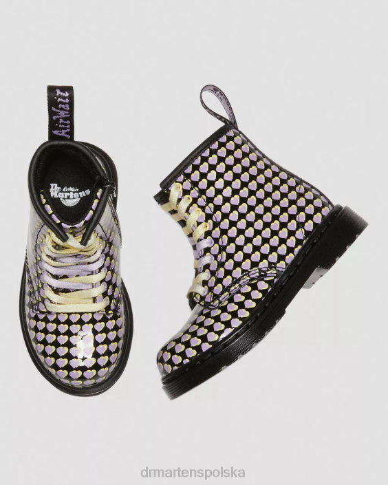 obuwie czarna lampa Lucido i patentowa F28B414 Sznurowane buty dla malucha 1460 z nadrukowanym sercem Dzieci Dr. Martens