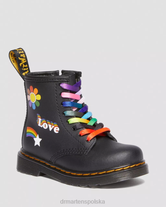 obuwie czarna woda F28B416 skórzane sznurowane buty dla malucha 1460 For Pride Dzieci Dr. Martens