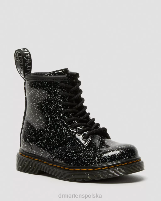 obuwie czarny kosmiczny blask F28B403 Brokatowe, sznurowane buty dla malucha 1460 Dzieci Dr. Martens