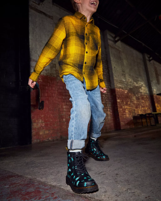 obuwie czarny kwiatowy mash up k hydro F28B421 Junior 1460 świecące w ciemności buty sznurowane Bugs Dzieci Dr. Martens