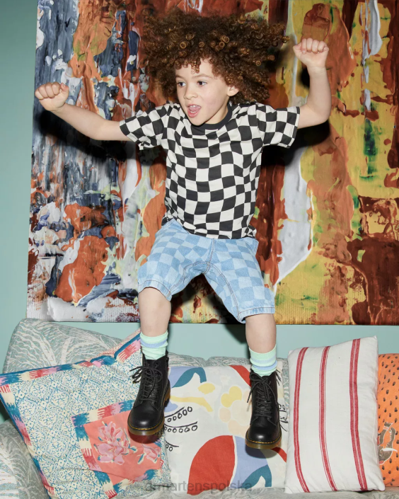 obuwie czarny miękki t F28B424 Junior 1460 miękkie skórzane sznurowane buty Dzieci Dr. Martens