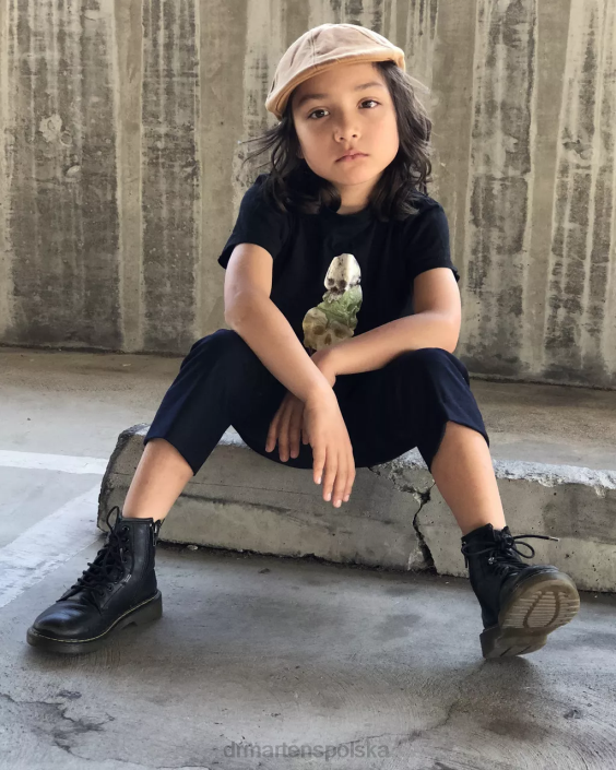 obuwie czarny miękki t F28B424 Junior 1460 miękkie skórzane sznurowane buty Dzieci Dr. Martens