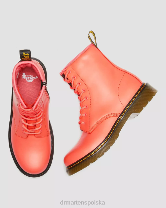 obuwie koralowy romario F28B469 Skórzane sznurowane buty młodzieżowe 1460 Romario Dzieci Dr. Martens