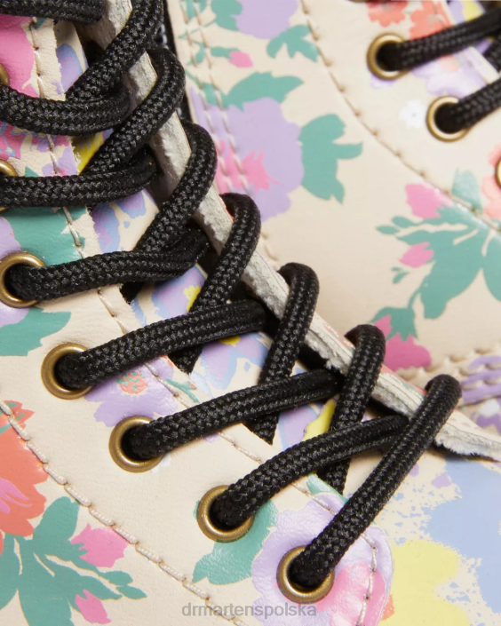 obuwie pergaminowo-beżowy kwiatowy mash up k hydro F28B415 skórzane sznurowane buty dla malucha 1460 w kwiaty Dzieci Dr. Martens