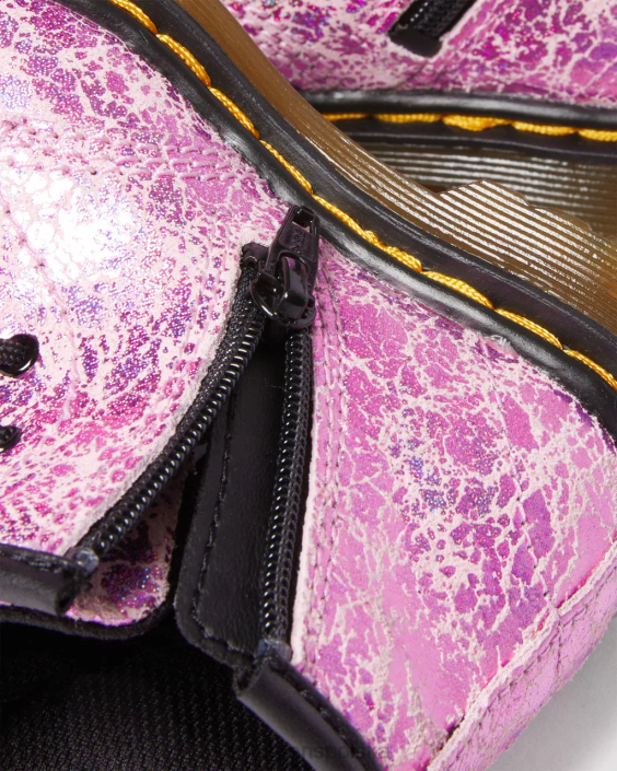 obuwie różowa dyskotekowa zmarszczka F28B398 Niemowlęce 1460 marszczone, metaliczne, sznurowane buty Dzieci Dr. Martens