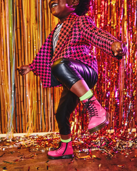 obuwie różowy miękki t F28B423 Skórzane sznurowane buty dla malucha 1460 Softy T Dzieci Dr. Martens