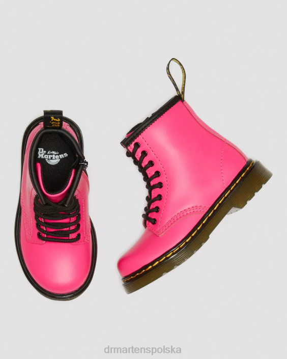 obuwie różowy miękki t F28B423 Skórzane sznurowane buty dla malucha 1460 Softy T Dzieci Dr. Martens