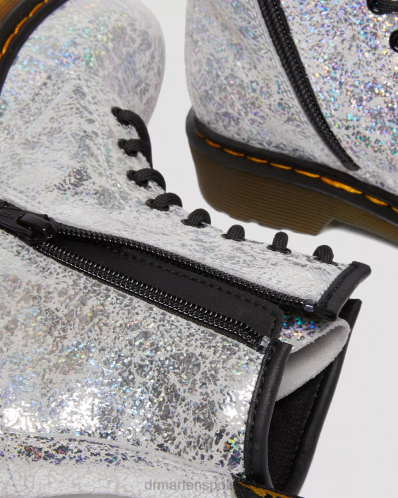 obuwie szara, metaliczna, dyskotekowa marszczenie F28B457 Junior 1460 marszczone, metaliczne, sznurowane buty Dzieci Dr. Martens