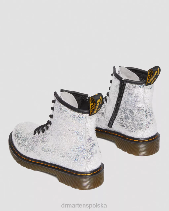 obuwie szara, metaliczna, dyskotekowa marszczenie F28B457 Junior 1460 marszczone, metaliczne, sznurowane buty Dzieci Dr. Martens