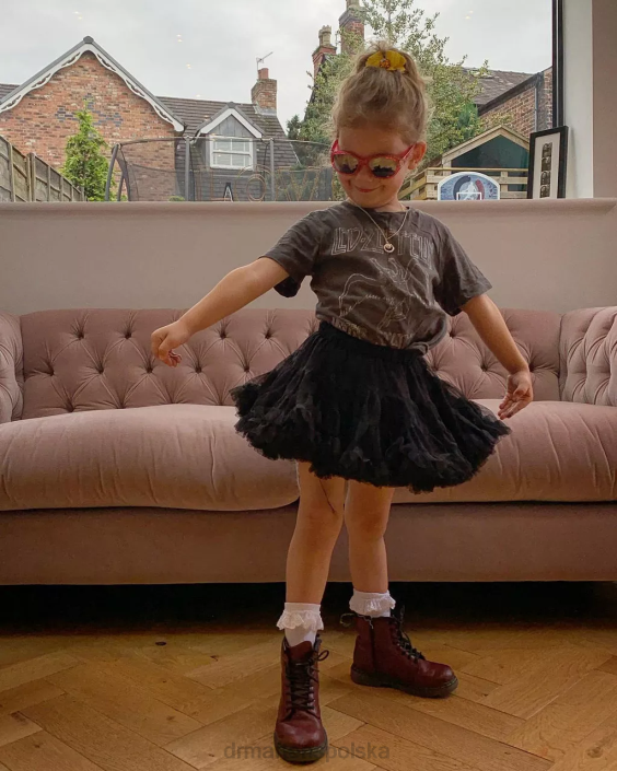 obuwie wiśniowo-czerwony softy t F28B425 Junior 1460 miękkie skórzane sznurowane buty Dzieci Dr. Martens