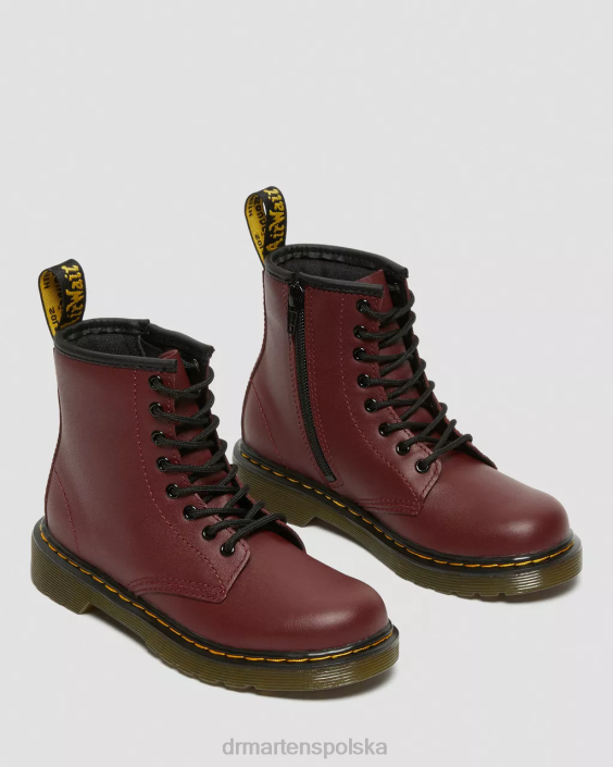 obuwie wiśniowo-czerwony softy t F28B425 Junior 1460 miękkie skórzane sznurowane buty Dzieci Dr. Martens