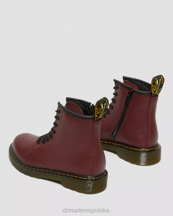 obuwie wiśniowo-czerwony softy t F28B425 Junior 1460 miękkie skórzane sznurowane buty Dzieci Dr. Martens