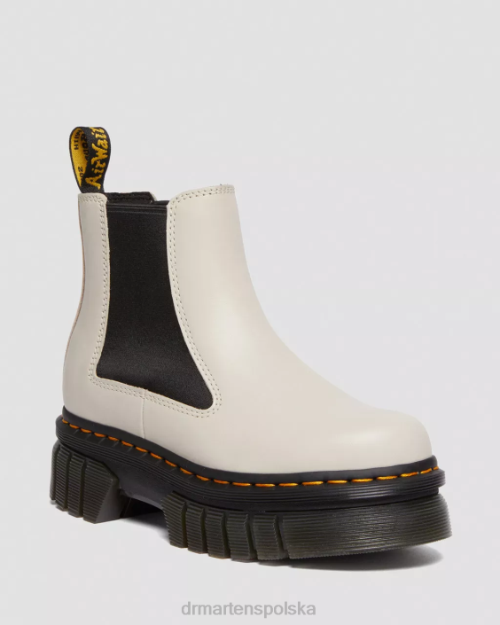 obuwie brukowana szarość nappa lux F28B105 Buty Chelsea na platformie ze skóry nappa Audrick kobiety Dr. Martens