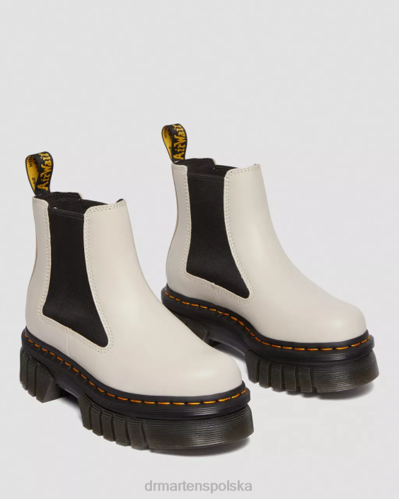 obuwie brukowana szarość nappa lux F28B105 Buty Chelsea na platformie ze skóry nappa Audrick kobiety Dr. Martens