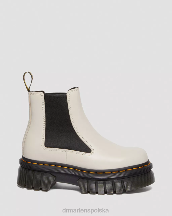 obuwie brukowana szarość nappa lux F28B105 Buty Chelsea na platformie ze skóry nappa Audrick kobiety Dr. Martens