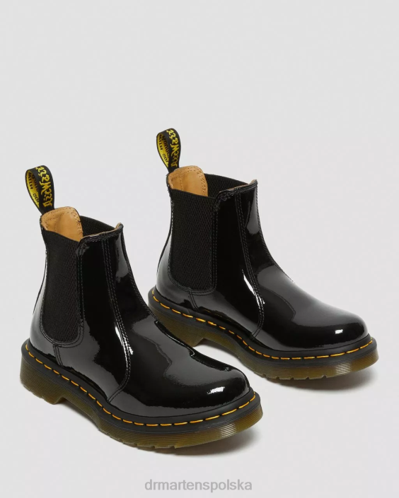 obuwie czarna lampa Lucido i patentowa F28B49 Buty chelsea ze skóry lakierowanej 2976 kobiety Dr. Martens
