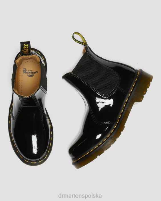 obuwie czarna lampa Lucido i patentowa F28B49 Buty chelsea ze skóry lakierowanej 2976 kobiety Dr. Martens