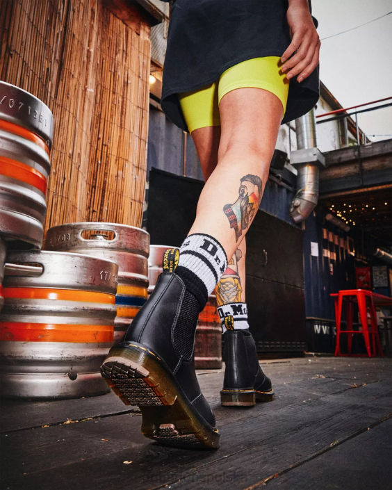 obuwie czarne przemysłowe pełne ziarno F28B385 2976 antypoślizgowe skórzane buty Chelsea kobiety Dr. Martens