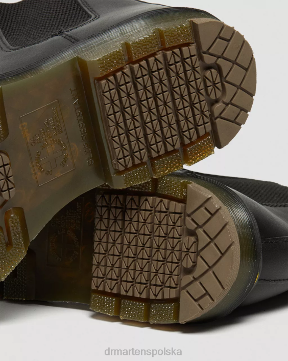 obuwie czarne przemysłowe pełne ziarno F28B385 2976 antypoślizgowe skórzane buty Chelsea kobiety Dr. Martens