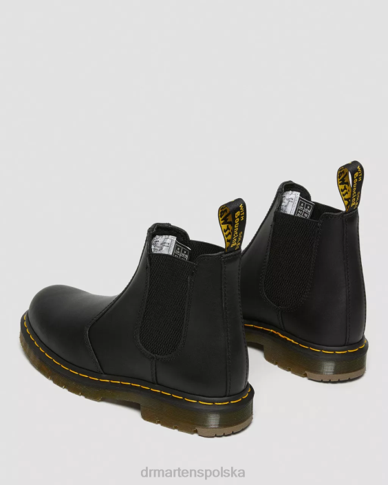 obuwie czarne przemysłowe pełne ziarno F28B385 2976 antypoślizgowe skórzane buty Chelsea kobiety Dr. Martens