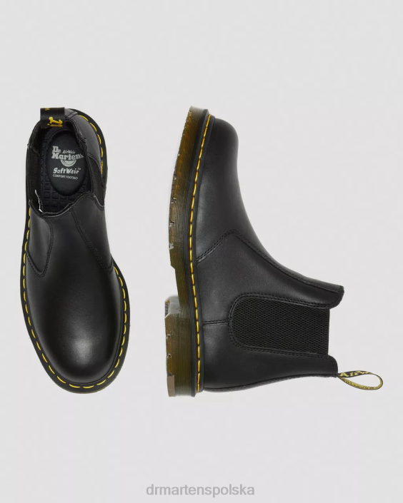 obuwie czarne przemysłowe pełne ziarno F28B385 2976 antypoślizgowe skórzane buty Chelsea kobiety Dr. Martens
