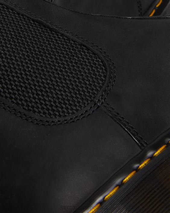 obuwie czarne woskowane pełne ziarno F28B186 2976 buty Chelsea z woskowanej skóry licowej kobiety Dr. Martens