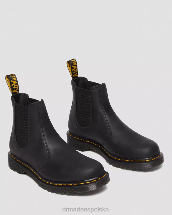 obuwie czarne woskowane pełne ziarno F28B186 2976 buty Chelsea z woskowanej skóry licowej kobiety Dr. Martens