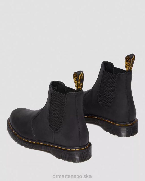 obuwie czarne woskowane pełne ziarno F28B186 2976 buty Chelsea z woskowanej skóry licowej kobiety Dr. Martens