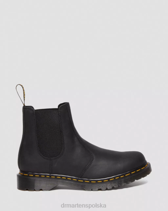 obuwie czarne woskowane pełne ziarno F28B186 2976 buty Chelsea z woskowanej skóry licowej kobiety Dr. Martens