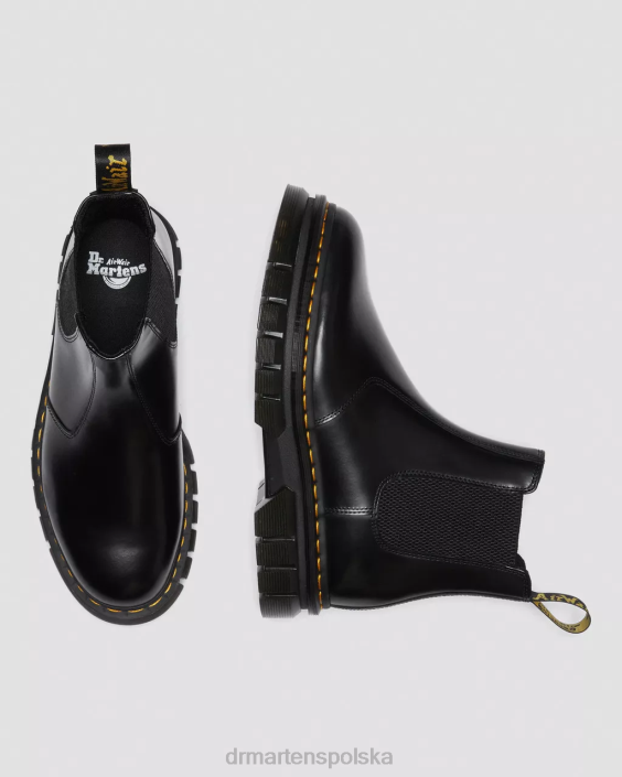 obuwie czarny polerowany gładki F28B175 Rikard buty Chelsea z polerowanej gładkiej skóry kobiety Dr. Martens