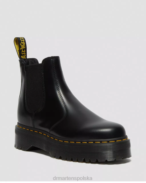obuwie czarny polerowany gładki F28B24 2976 polerowane gładkie buty Chelsea na platformie kobiety Dr. Martens