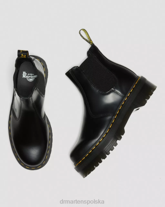 obuwie czarny polerowany gładki F28B24 2976 polerowane gładkie buty Chelsea na platformie kobiety Dr. Martens