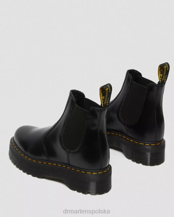 obuwie czarny polerowany gładki F28B24 2976 polerowane gładkie buty Chelsea na platformie kobiety Dr. Martens