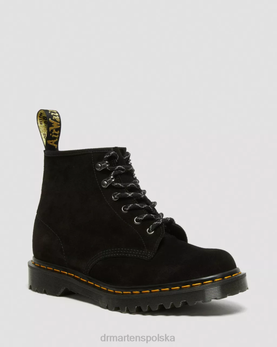 obuwie Czarny zamsz cielęcy Repello mb F28B176 Zamszowe botki za kostkę wyprodukowane w Anglii, nr 101 kobiety Dr. Martens