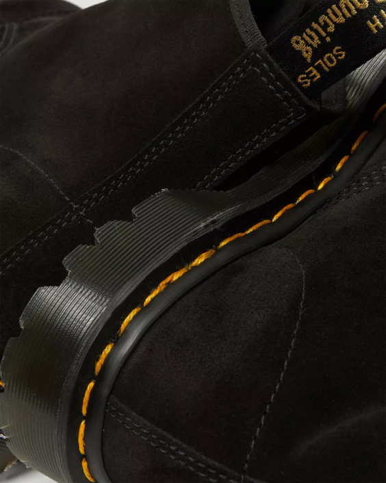 obuwie Czarny zamsz cielęcy Repello mb F28B176 Zamszowe botki za kostkę wyprodukowane w Anglii, nr 101 kobiety Dr. Martens