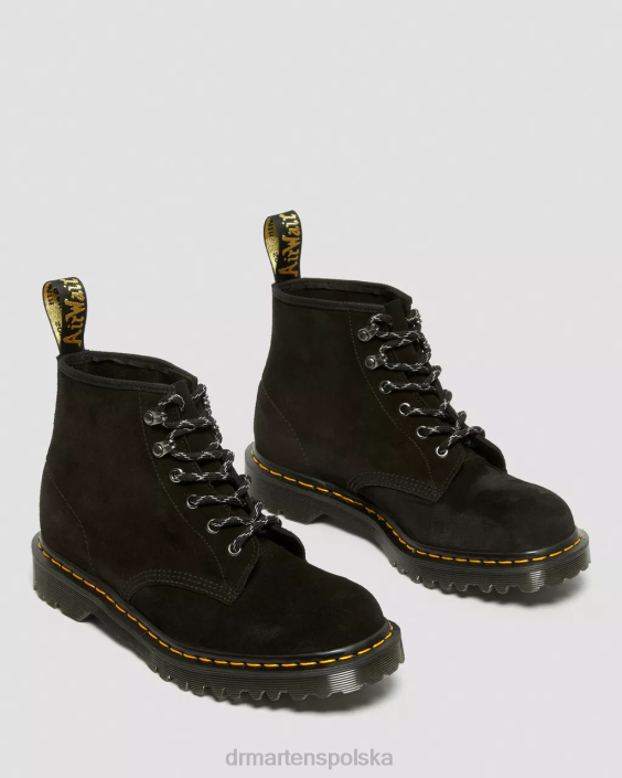 obuwie Czarny zamsz cielęcy Repello mb F28B176 Zamszowe botki za kostkę wyprodukowane w Anglii, nr 101 kobiety Dr. Martens