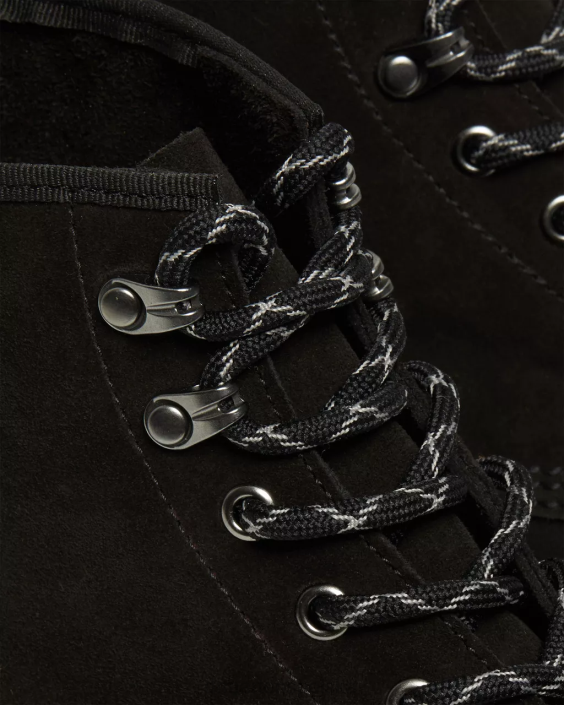 obuwie Czarny zamsz cielęcy Repello mb F28B176 Zamszowe botki za kostkę wyprodukowane w Anglii, nr 101 kobiety Dr. Martens